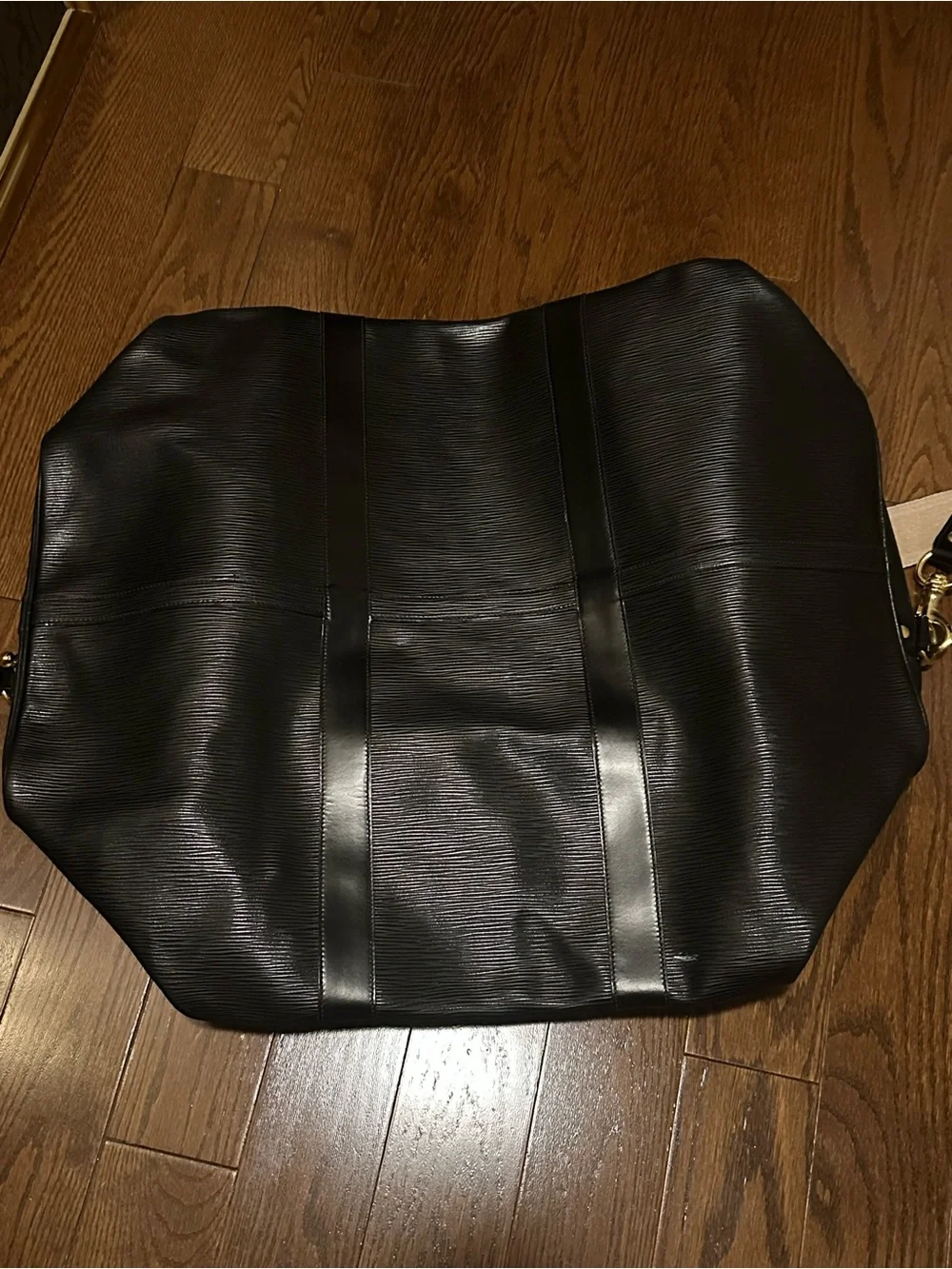 Black leather Travel Weekender Bag large
